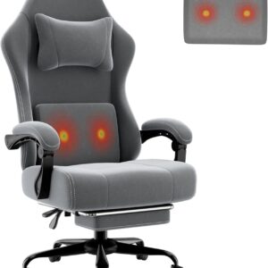 Gaming Chair Ergonomic Fabric Height Adjustable Gray