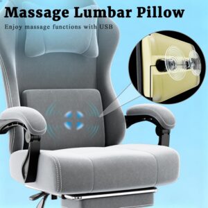 Gaming Chair Ergonomic Fabric Height Adjustable Gray - Image 4