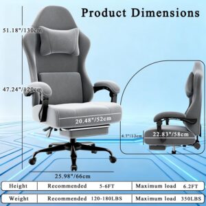 Gaming Chair Ergonomic Fabric Height Adjustable Gray - Image 5