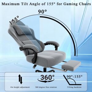 Gaming Chair Ergonomic Fabric Height Adjustable Gray - Image 6