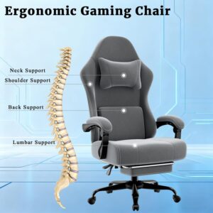 Gaming Chair Ergonomic Fabric Height Adjustable Gray - Image 8